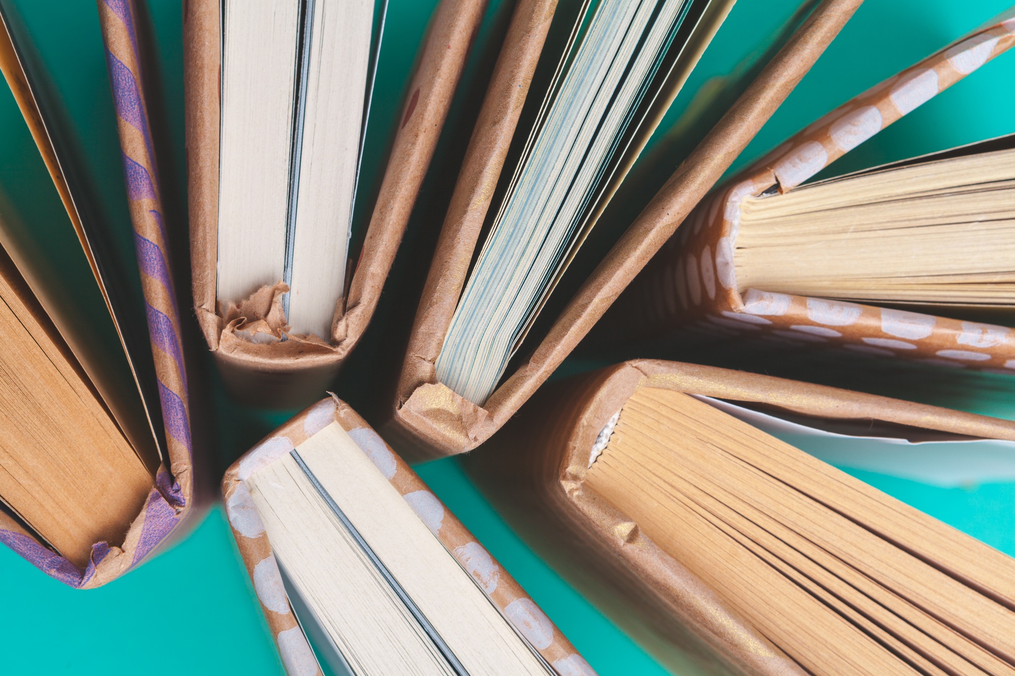 books on a blue background