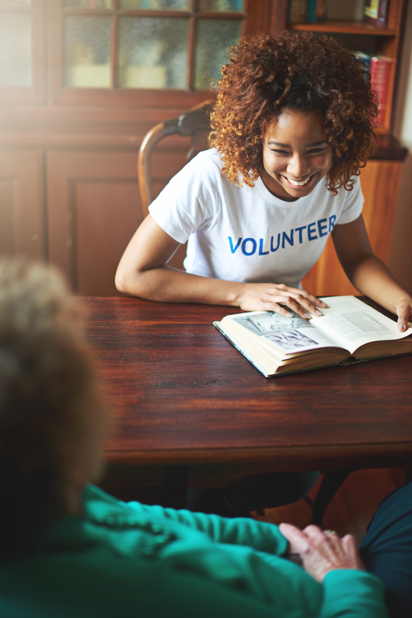 Shot of a volunteer reading